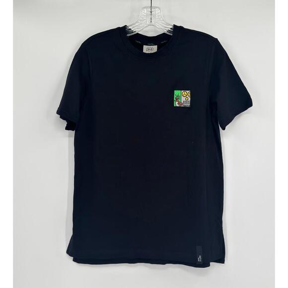 Keith Haring  Telephone Pop Art Patch Mens Black T Shirt Sz 90 US M NEW - Picture 1 of 3